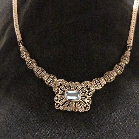 Elegant 925 silver Necklace with ocean blue stones & Intricate Detailing